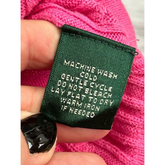 Lauren Ralph Lauren Women's Pink Cable Knit Boat Neck Pullover Sweater Size M - Picture 5 of 8